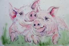 Arbeiten_auf_Papier-Aquarell-Schweine-40x30cm